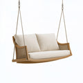 Divano sospeso 150 x 75 x 60 cm in legno naturale e rattan beige per relax moderno