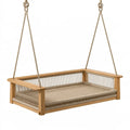 Dondolo sospeso 120 x 80 cm in legno e corda beige stile bohémien