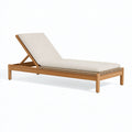 Lettino prendisole 200 x 70 cm in legno naturale e tessuto beige - schienale reclinabile