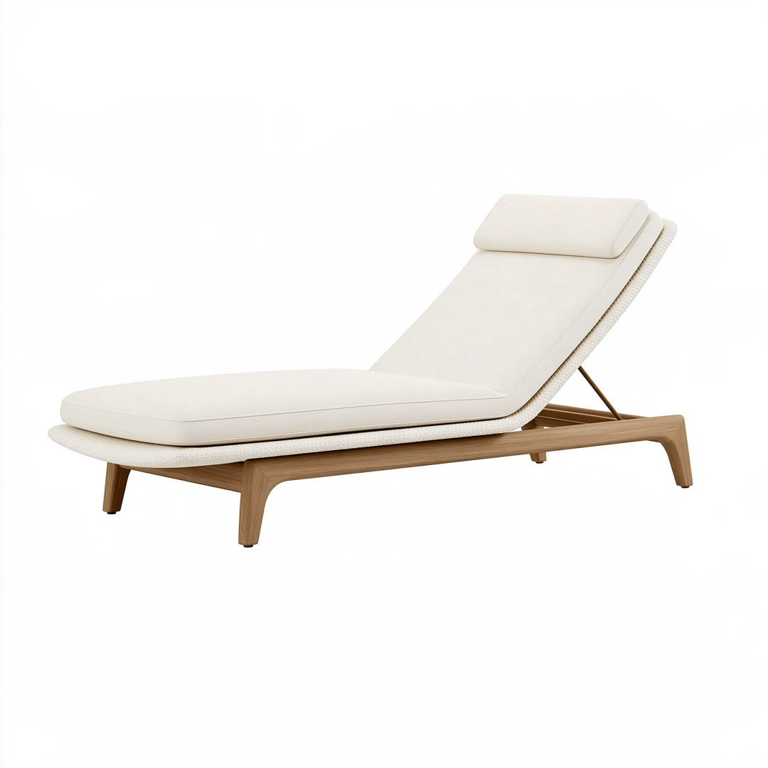 Lettino prendisole 200 x 70 cm in legno beige reclinabile da esterno contemporaneo