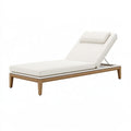 Lettino prendisole 200 x 70 cm in legno marrone con rivestimento bianco - schienale reclinabile da esterno