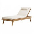 Lettino prendisole 200 x 70 cm in legno beige con schienale reclinabile per esterno