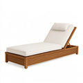 Lettino prendisole 200 x 70 cm in legno marrone e beige - schienale reclinabile da esterno