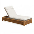 Lettino prendisole 200 x 75 cm in legno marrone e intreccio beige con schienale regolabile