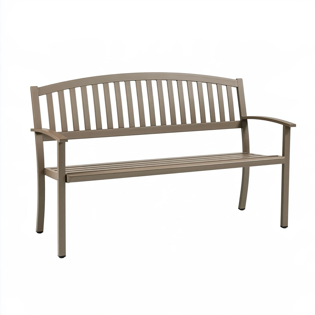 Panca da giardino 152 x 65 x 90 cm in acciaio tortora stile classico per esterni