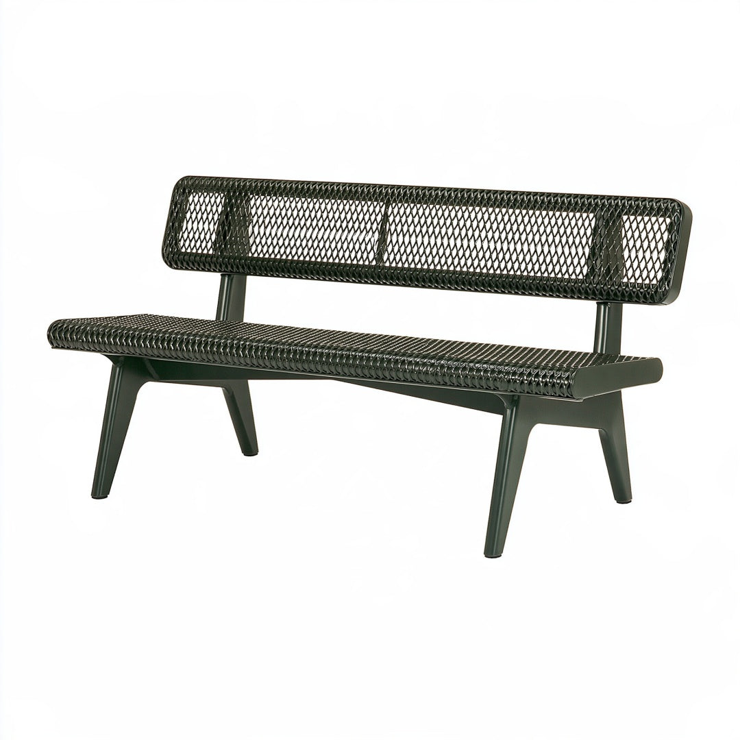 Panca da giardino 120 x 55 x 82 cm in metallo verde scuro - schienale traforato