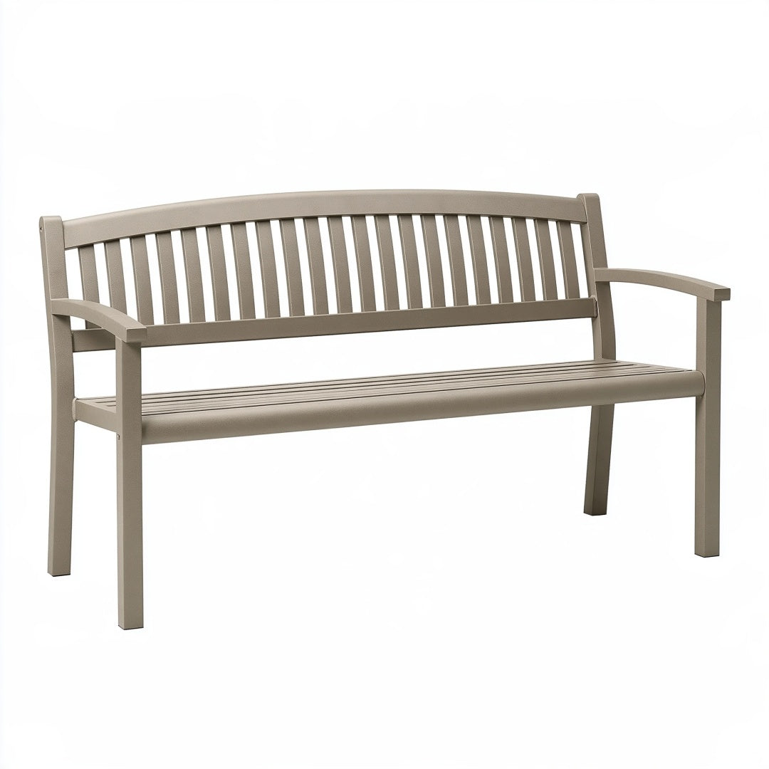 Panca da giardino 120 x 60 x 90 cm in metallo tortora con schienale a doghe