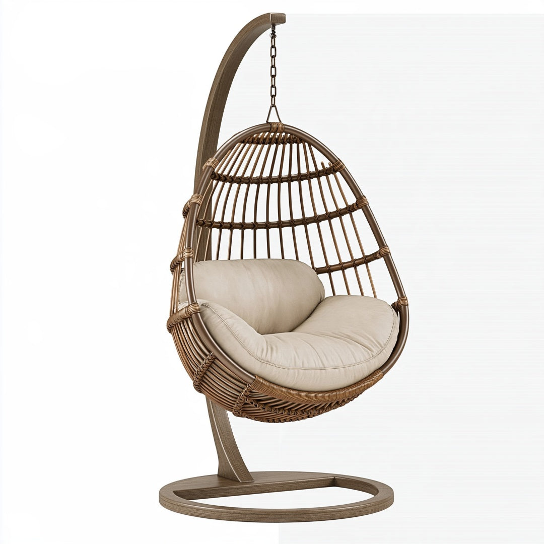 Poltrona sospesa in rattan marrone 105 x 105 x 195 cm - stile boho da interno