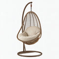 Poltrona sospesa 105 x 105 x 195 cm in metallo e rattan sintetico marrone stile boho
