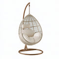 Poltrona sospesa 105 x 105 x 195 cm in rattan sintetico beige con struttura in metallo da esterno