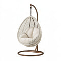 Poltrona sospesa 105 x 105 x 195 cm in metallo e intreccio beige con supporto stile boho