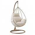 Poltrona sospesa 105 x 105 x 195 cm in metallo e intreccio beige con supporto da terra