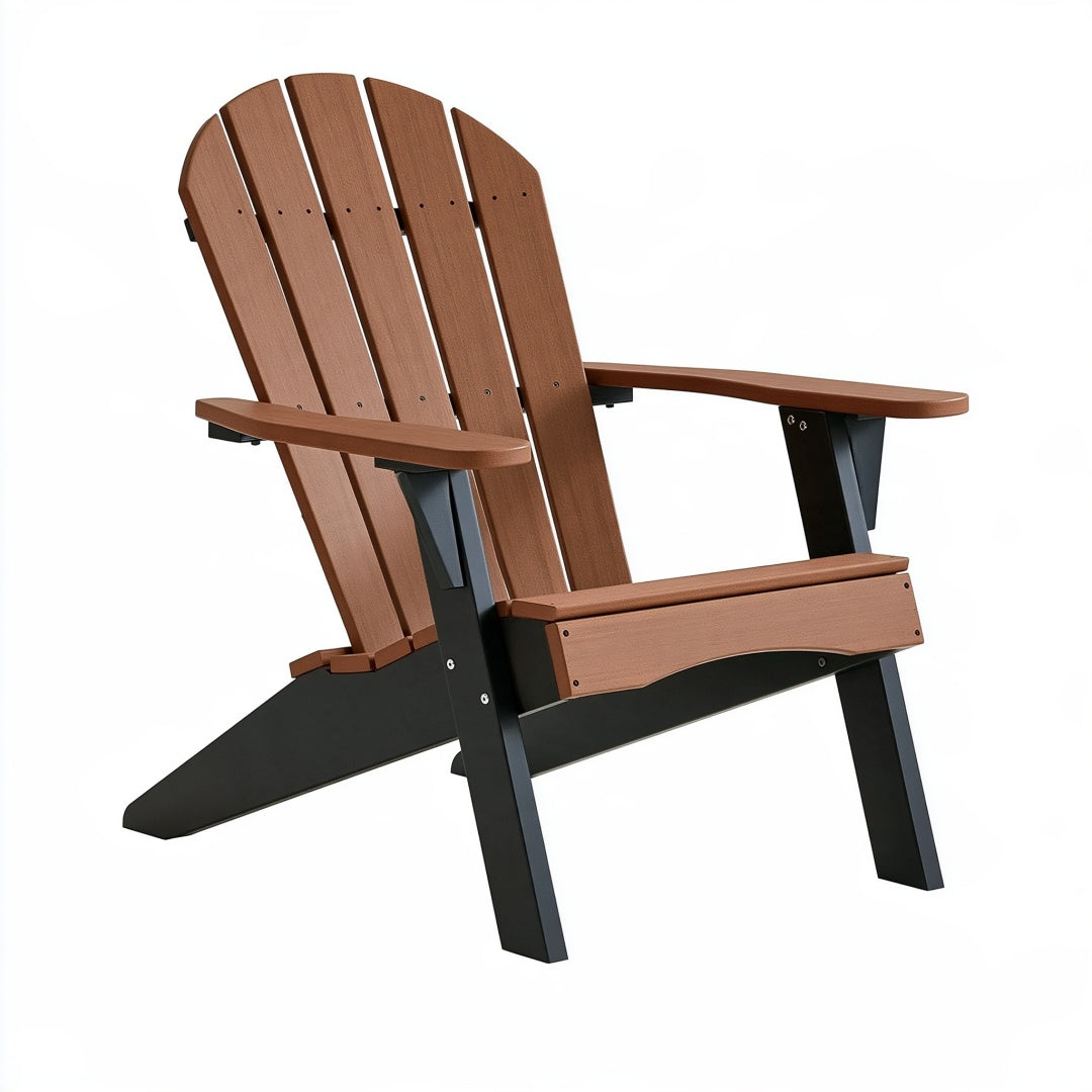 Sedia Adirondack da esterno 79 x 83 x 98 cm in materiale sintetico marrone e nero con schienale inclinato
