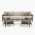 Set da giardino 4 pezzi 230 cm in metallo e legno beige con intreccio