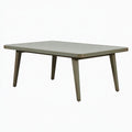 Tavolo da giardino 160 x 90 x 75 cm in metallo grigio tortora con piano a doghe stile moderno