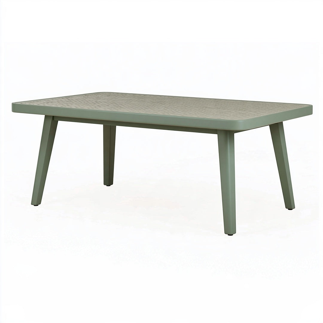 Tavolo da giardino 150 x 90 x 75 cm in plastica verde salvia con piano traforato