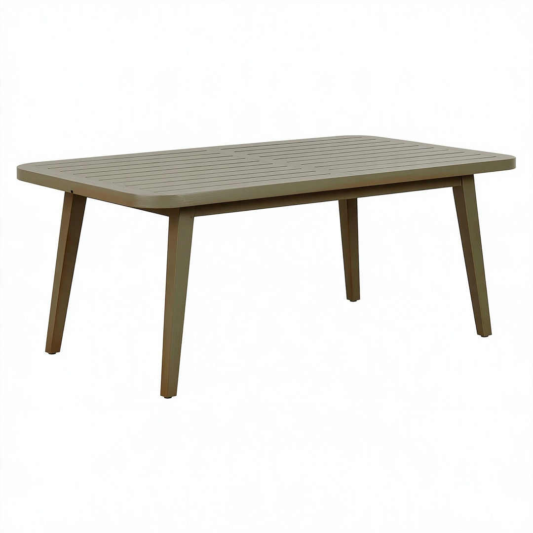 Tavolo da giardino 150 x 90 x 74 cm in plastica tortora - rettangolare con piano a doghe