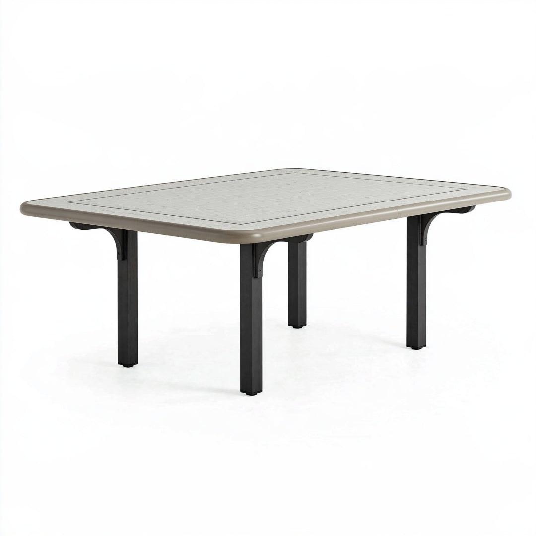 Tavolo da giardino 180 x 90 x 75 cm in metallo grigio e nero - rettangolare