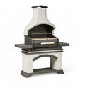Barbecue da giardino 140 x 75 x 220 cm in cemento refrattario grigio con griglia in metallo