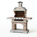 Barbecue da giardino 160 x 70 x 230 cm in pietra beige con griglia in acciaio e cappa con camino