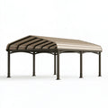 Carport 500 x 300 x 250 cm in metallo marrone con copertura curva in policarbonato per esterni