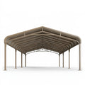 Tettoia per auto 600 x 300 x 280 cm in metallo beige con copertura ad arco