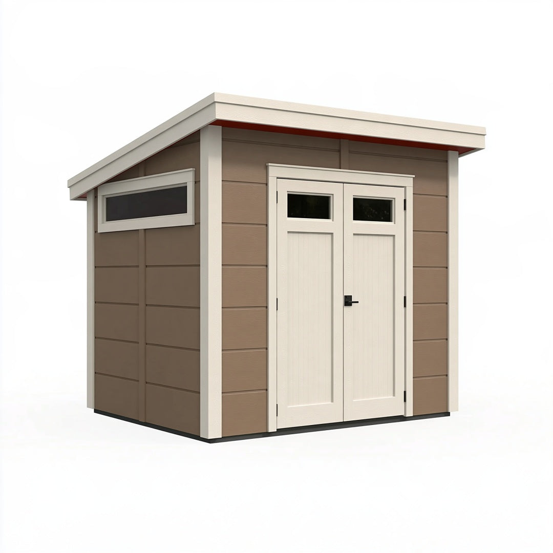 Casetta da giardino 240 x 180 x 220 cm in legno beige/marrone - deposito esterno moderno con doppia porta